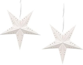 Conjunto de 2 estrelas de papel com LED em branco brilhante 45 cm MOTTI Beliani