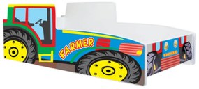 Cama infantil trator 140x70 multicolorida - com colchão e estrado incluído
