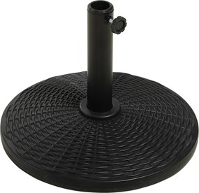 Outsunny Pé de guarda-sol redondo base de lastro Ø 44,5 x 32 cm resina imitação rattan preto bronze | Aosom Portugal