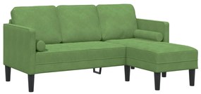 Sofá de 3 lugares com chaise L-Shape Verde Claro 160 cm Veludo