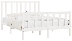 Estrutura de cama 120x200 cm madeira maciça branco