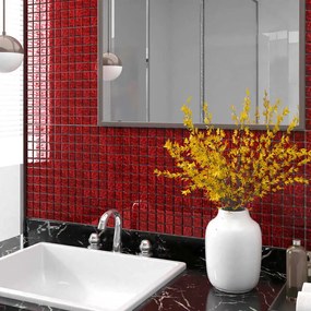 Ladrilhos de mosaico 11 pcs 30x30 cm vidro vermelho