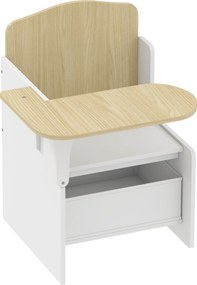 Secretária e cadeira para crianças com compartimento de arrumação, conjunto de mesa de atividades 2 em 1 para desenhar, ler e brincar, branco