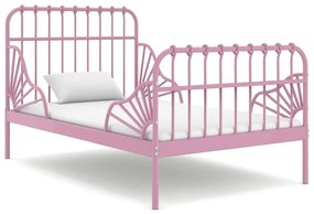324743 vidaXL Estrutura de cama extensível em metal rosa 80x130/200 cm