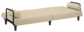 Sofá-cama com apoio de braços tecido cor creme