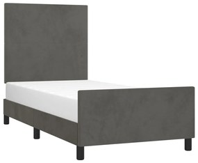 Estrutura de cama sem colchão 100x200 cm veludo cinzento-escuro