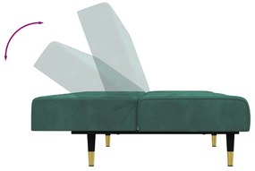 2 pcs conjunto de sofás veludo verde-escuro