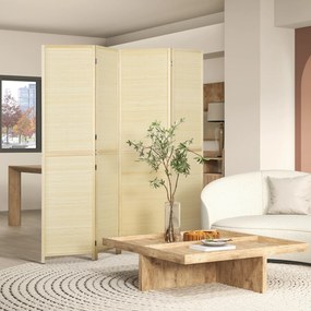 Biombo de bambu com 4 painéis, 180 x 180 cm, divisória dobrável para separar divisões - natural