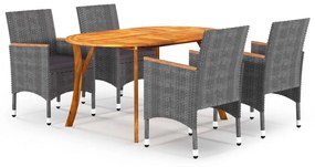 vidaXL 5 pcs conjunto de jantar para jardim cinzento