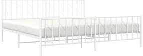 Estrutura de cama com cabeceira e pés 200x200 cm metal branco