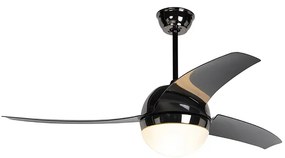 Ventilador de teto preto cromado com controle remoto - Bora 52 Moderno