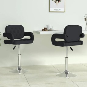 335558 vidaXL Cadeiras de jantar giratórias 2 pcs couro artificial preto