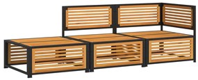 3 pcs conjunto de sofás de jardim com almofadões acácia maciça