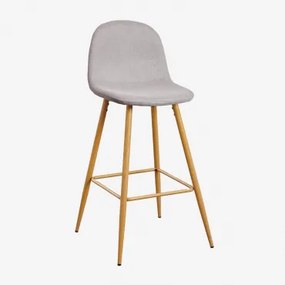Pacote Com 4 Bancos Altos Glamm Madeira Natural & ↑75 Cm & Cinza Concreto - Sklum