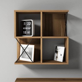 Prateleira de Parede Extra – Nogueira/Preto – 60x60x24 cm
