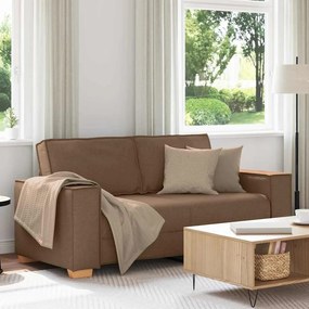 vidaXL Sofá de 2 lugares marrom 140 cm tecido