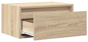 Mesa de cabeceira de parede com luzes LED carvalho sonoma