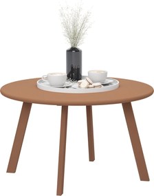 Mesa de centro redonda pequena, mesa auxiliar com pés antiderrapantes, estrutura em metal, Ø 70 x 42 cm, laranja