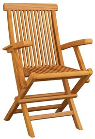Cadeiras de jardim c/ almofadões xadrez cinzento 8 pcs teca