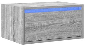 Mesa de cabeceira de parede com luzes LED cinzento sonoma