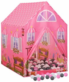 Tenda de brincar infantil com 250 bolas 69x94x104 cm rosa