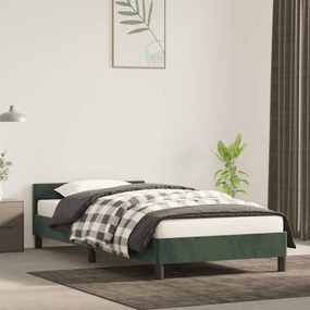 Estrutura de cama sem colchão 90x200 cm veludo verde-escuro