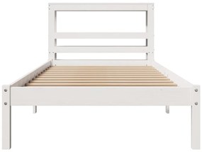 Cama sem colchão 100x200 cm madeira de pinho maciça branco