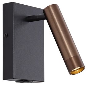 Candeeiro de parede moderno preto com bronze escuro ajustável com USB-C - Croft