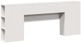 Cabeceira com arrumação 180 cm madeira de pinho maciça branco