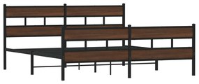 Estrutura cama sem colchão 193x203 cm metal carvalho castanho
