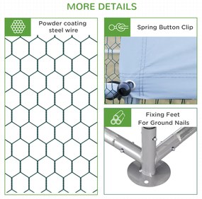 Galinheiro de Exterior Grande 380x280x195cm Gaiola para 10-12 Galinhas de Aço Galvanizado com 2 Ambientes Teto com Cobertura de Tecido e Cerca para Co