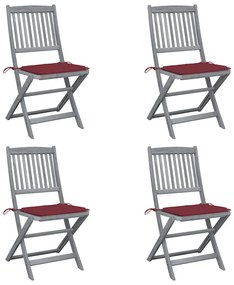 vidaXL Cadeiras exterior dobráveis c/ almofadões 4 pcs acácia maciça