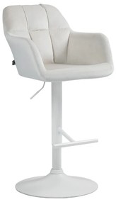 Banco de bar Natoma em veludo com estrutura branca 97-118 x 57 x 59 cm Creme