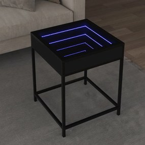 Mesa de centro com luzes LED Infinity 40x40x51 cm preto