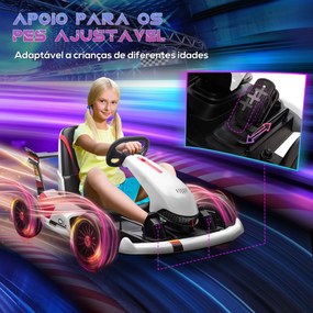 Kart Elétrico para Crianças de 4-8 Anos Go Kart Racing de Bateria 12V com Velocidade 3-6 km/h Controlo Remoto Música Buzina Carga Máxima 50kg 116x74x5