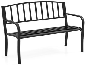 Banco de jardim de ripas de metal para áreas externas de 50 polegadas para 2 a 3 pessoas - preto
