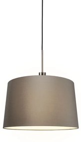 Candeeiro de suspensão moderno em aço e preto com abajur 45 cm bege - Combi Country / Rústico,Moderno