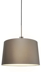 Lâmpada de suspensão moderna em aço com abajur 45 cm taupe - Combi 1 Country / Rústico,Moderno