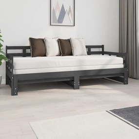 Estrutura sofá-cama de puxar 2x(80x200) cm pinho maciço cinza