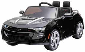 Carro elétrico para Crianças Chevrolet Camaro, licença original, bateria 12V, portas que abrem, assento em couro artificial, motor 2x 35W, luzes LED,