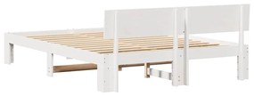 Estrado de Cama com Cabeceira Branco 160x200 cm Madeira de Pinho