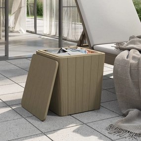 Mesa de jardim com tampa removível polipropileno castanho-claro