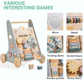 Andador de madeira para bebés com centro Atividades - Forest Vitality