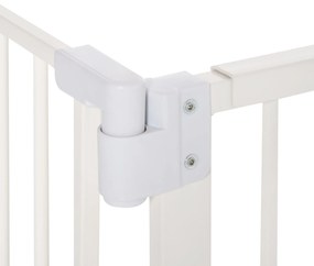 PawHut Barreira de Segurança Metálica de Portas e Escadas para Animais de Estimação Cães com Extensão de 17,5 cm Sistema de Fechamento Automático 74-97,5x76,2 cm Branco