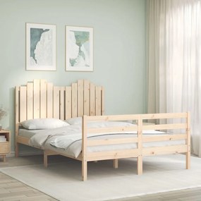 vidaXL Estrutura de cama de casal com cabeceira madeira maciça