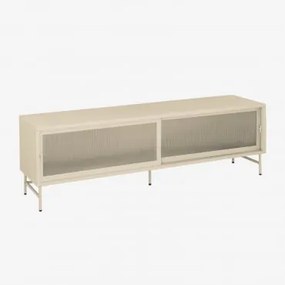 Móvel Tv 180x40 Cm Em Aço E Vidro Paoline Cinza Cromado - Sklum