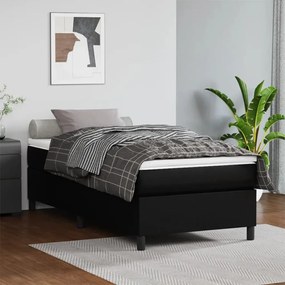 3121029 vidaXL Estrutura de cama com molas 100x200 cm couro artificial preto