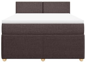 Cama com molas/colchão 160x200 cm tecido castanho-escuro