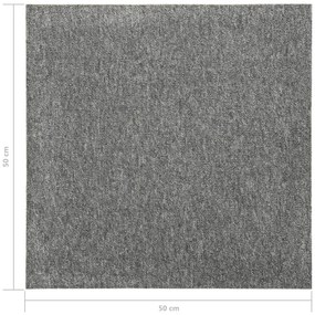 Ladrilhos carpete para pisos 20 pcs 5 m² 50x50 cm cinzento