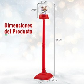 Lâmpada musical natal de 150 cm com globo de neve em suporte com 8 tons Vermelho